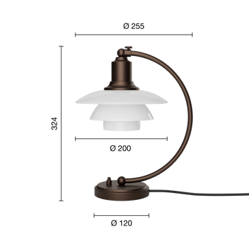 PH 2/2 Luna bordlampe - Aged brass-opalglass - Louis Poulsen