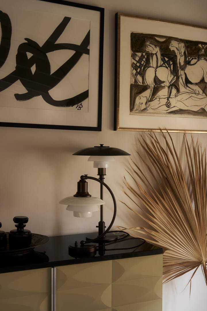PH 2/2 Luna bordlampe, Aged brass-opalglass Louis Poulsen