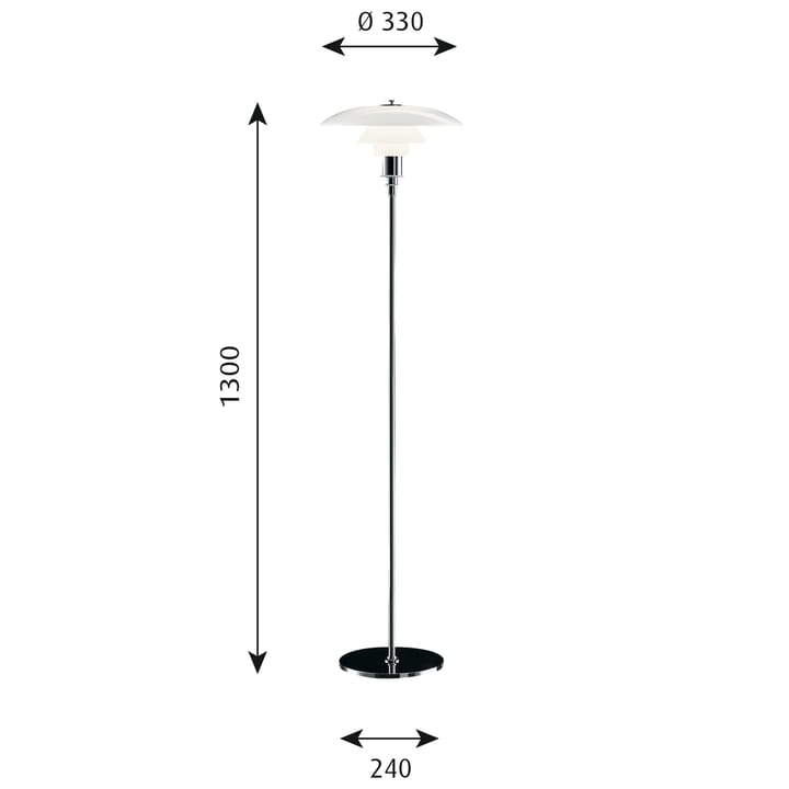 PH 3½-2½ gulvlampe, Krom Louis Poulsen