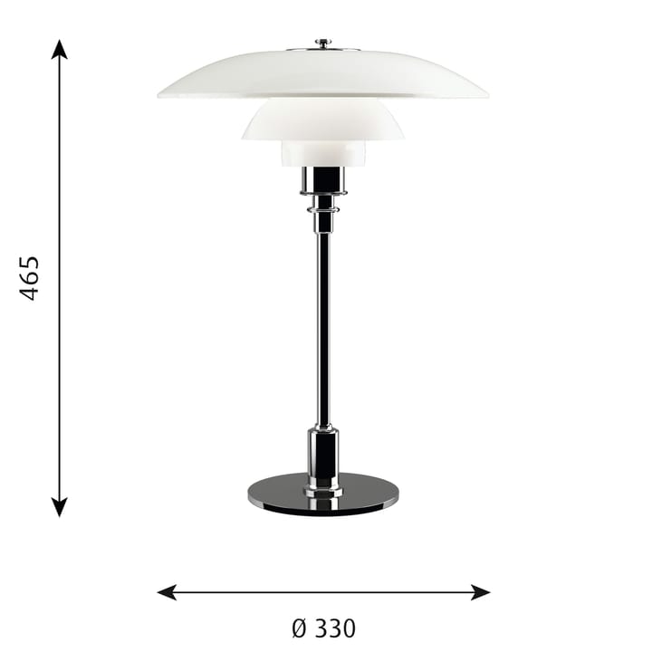PH 3½-2½ opalglass bordlampe, Krom Louis Poulsen