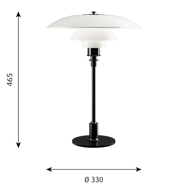 PH 3½-2½ opalglass bordlampe, Svart Louis Poulsen