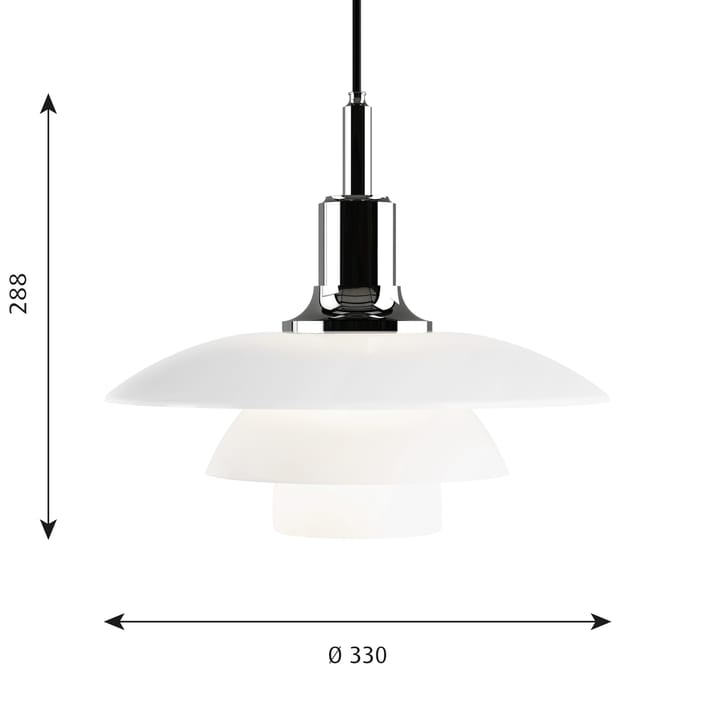 PH 3½-3 opalglass pendel, Krom Louis Poulsen