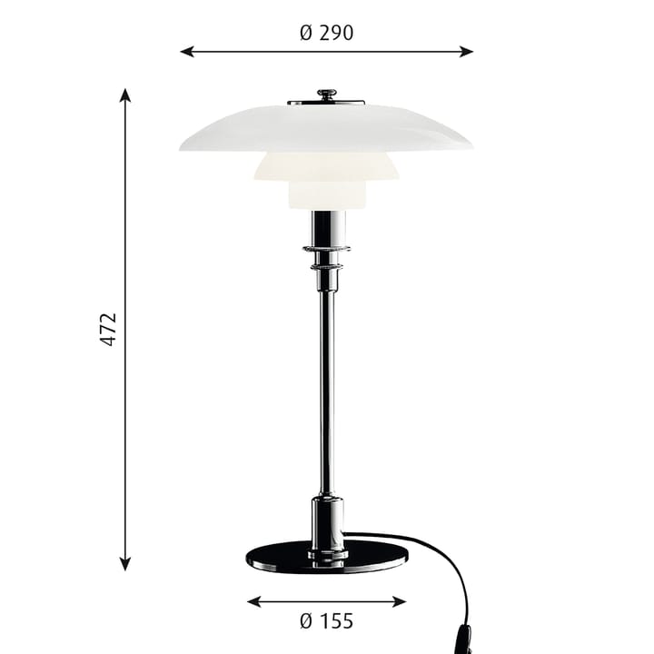 PH 3/2 bordlampe, Krom Louis Poulsen