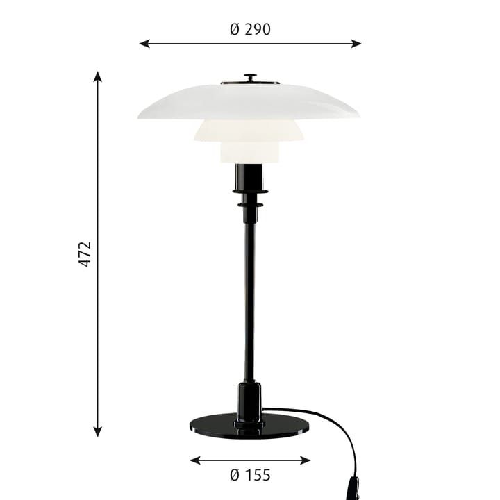 PH 3/2 bordlampe, Svart Louis Poulsen