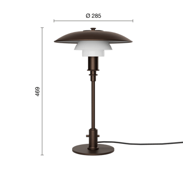 PH 3/2 Luna bordlampe - Aged brass-opalglass - Louis Poulsen