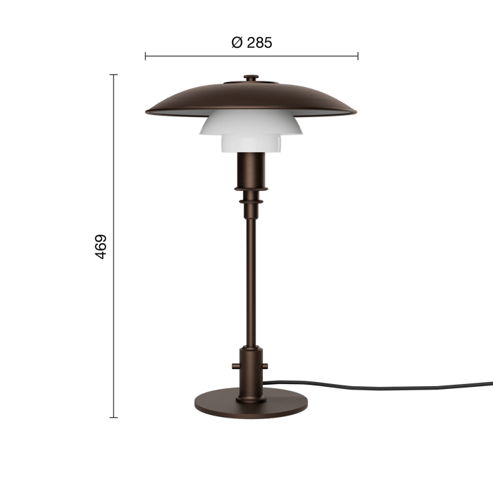 PH 3/2 Luna bordlampe, Aged brass-opalglass Louis Poulsen
