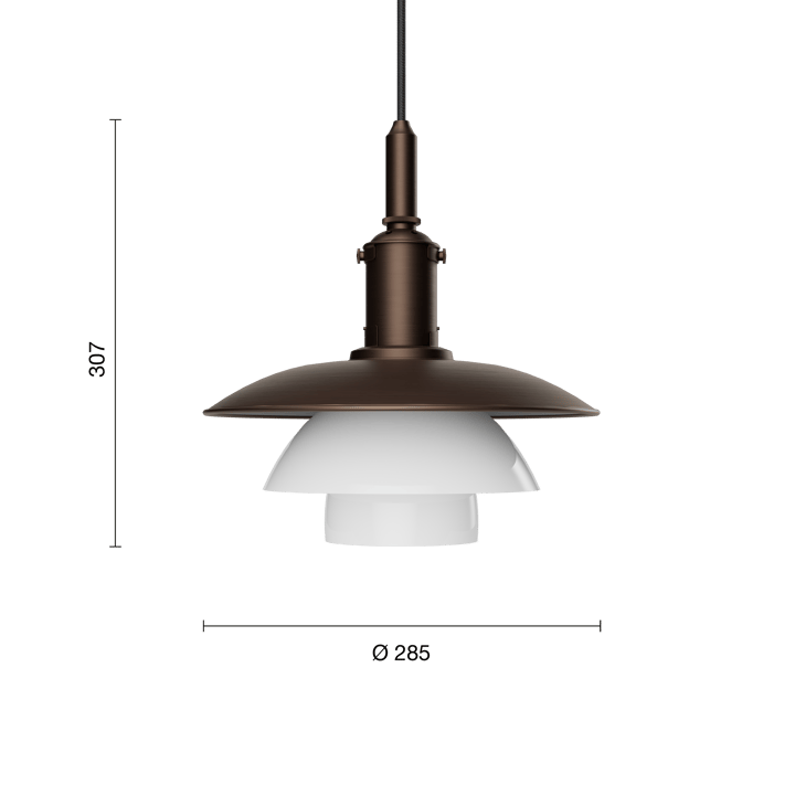 PH 3/3 Luna pendel, Aged brass-opalglass Louis Poulsen