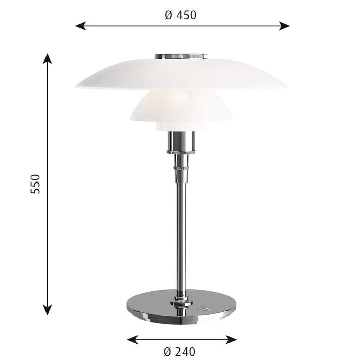 PH 4½-3½ bordlampe, Krom Louis Poulsen
