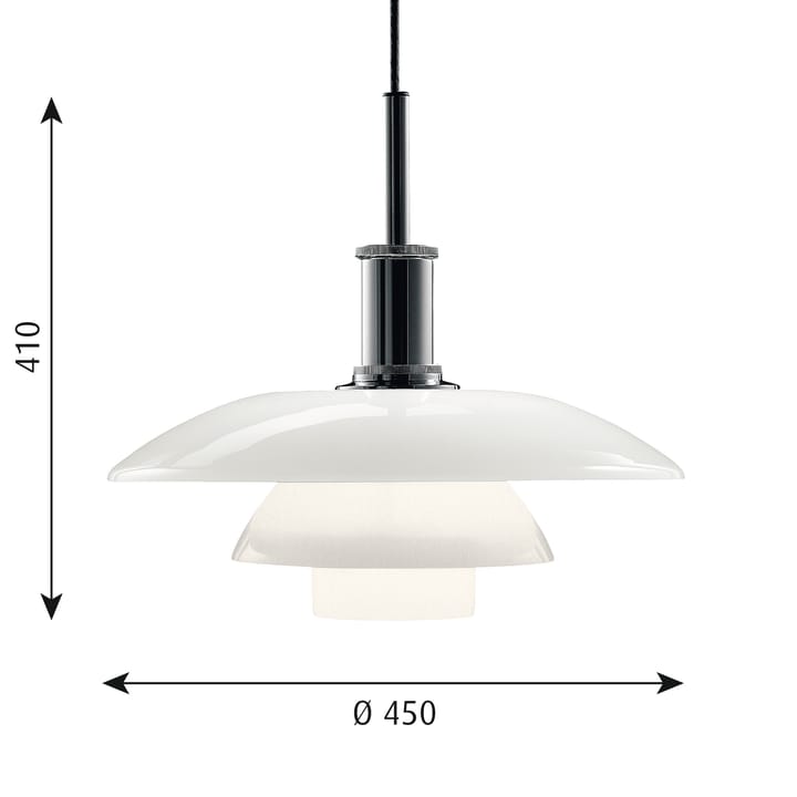 PH 4½-4 opalglass pendel, Krom Louis Poulsen
