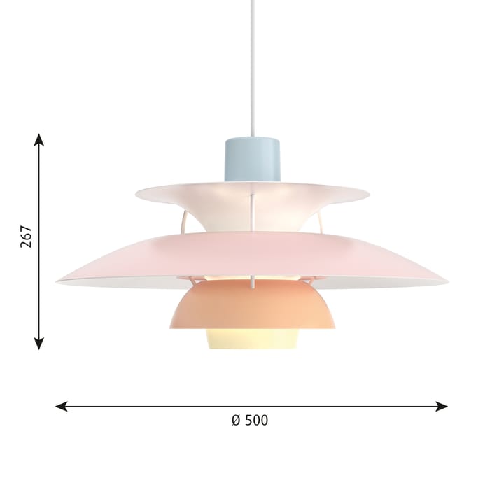 PH 5 pendel, Pastel-blå-rosa-persiks Louis Poulsen