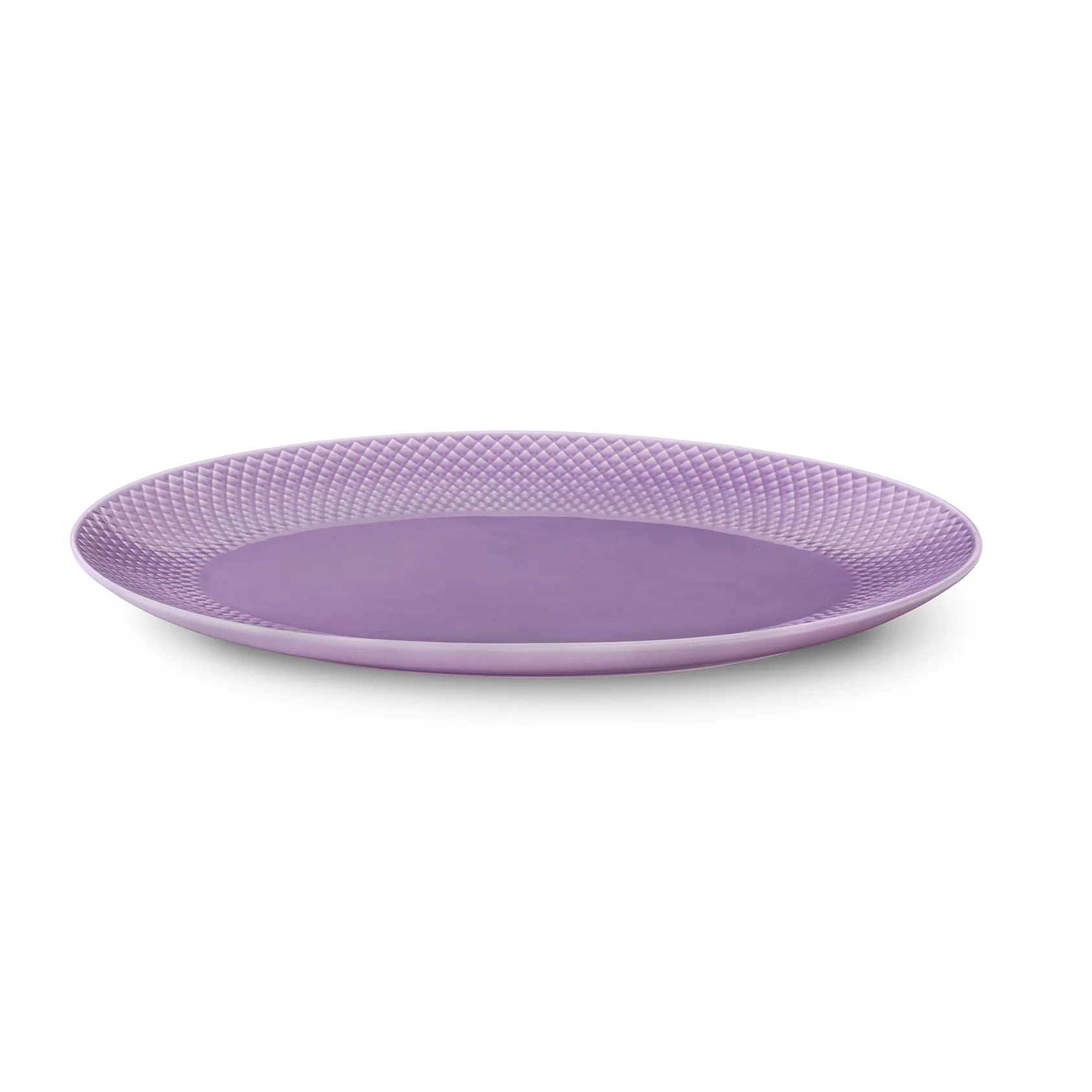 Rhombe ovalt serveringsfat 35x26,5 cm, Lyselilla Lyngby Porcelæn