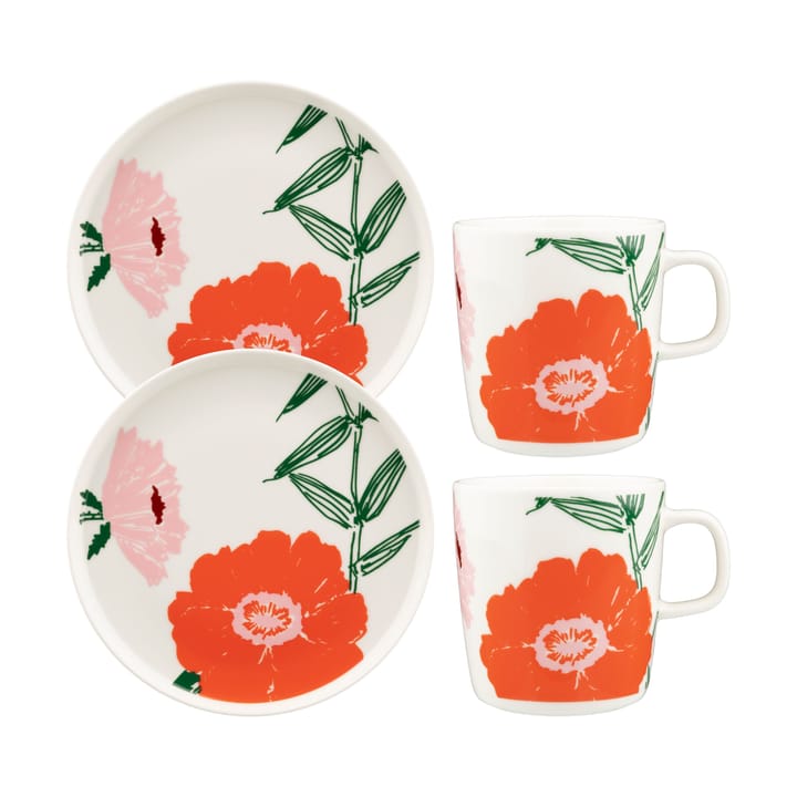 Hagefrokostsett 4 deler - White-green-orange - Marimekko