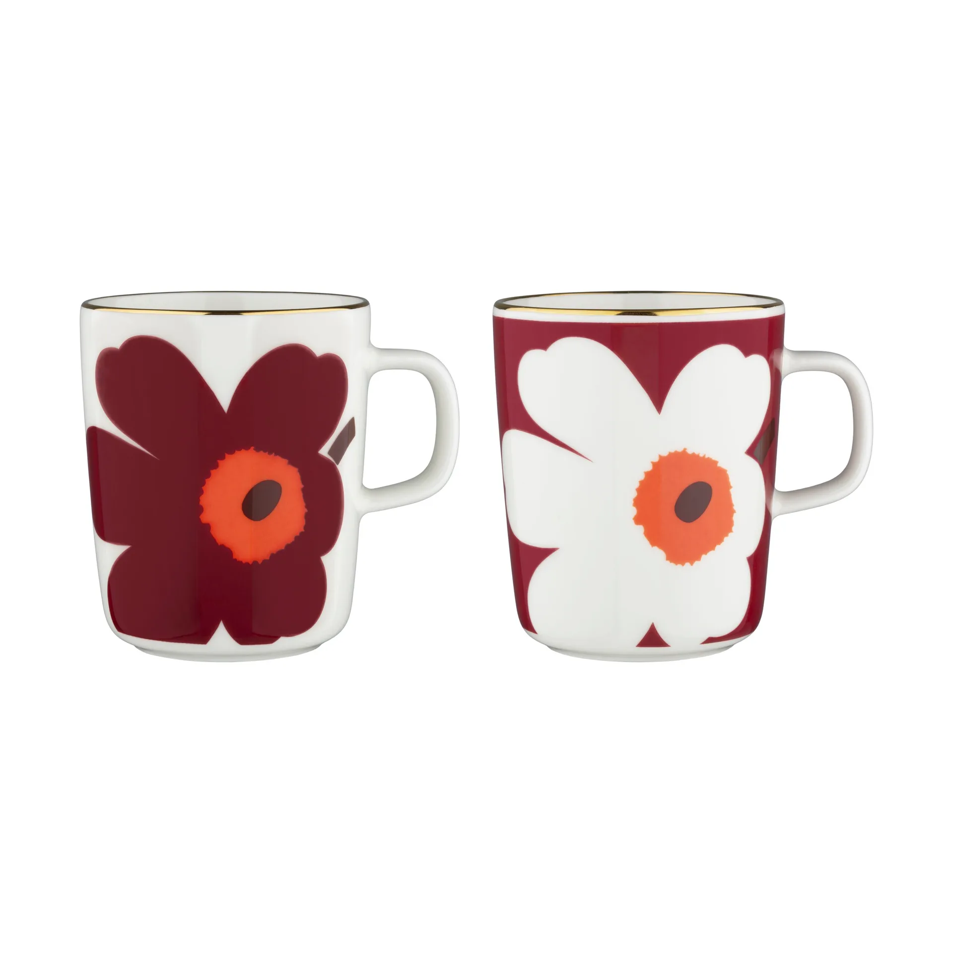 Juhla Unikko kopp 25 cl 2-stk., White-burgundy-gold Marimekko
