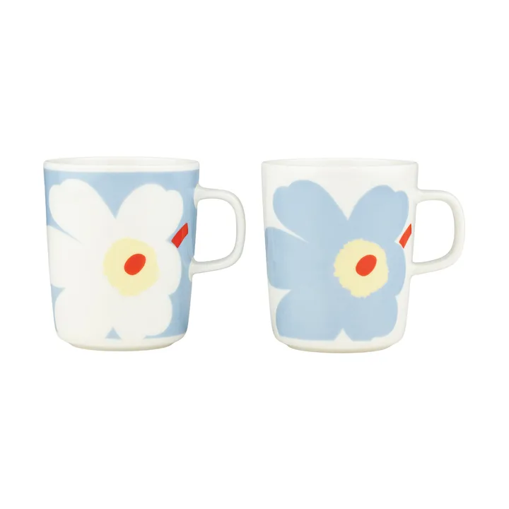 Juhla Unikko kopp 25 cl 2-stk. - White-light blue-sand-orange red - Marimekko