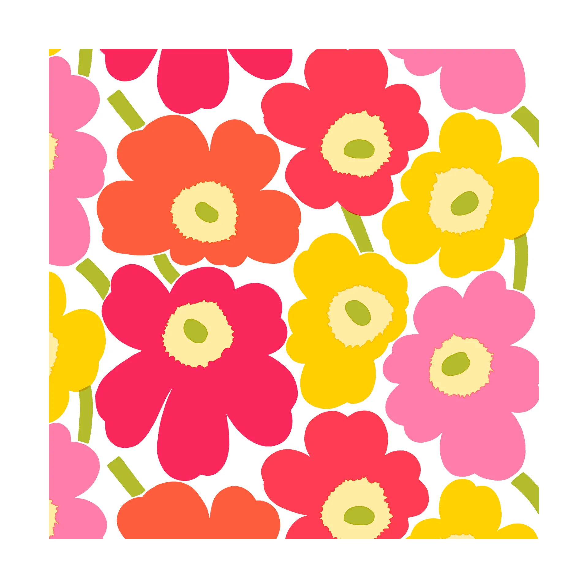 Mini Unikko serviett 20-pk, Pink-yellow Marimekko