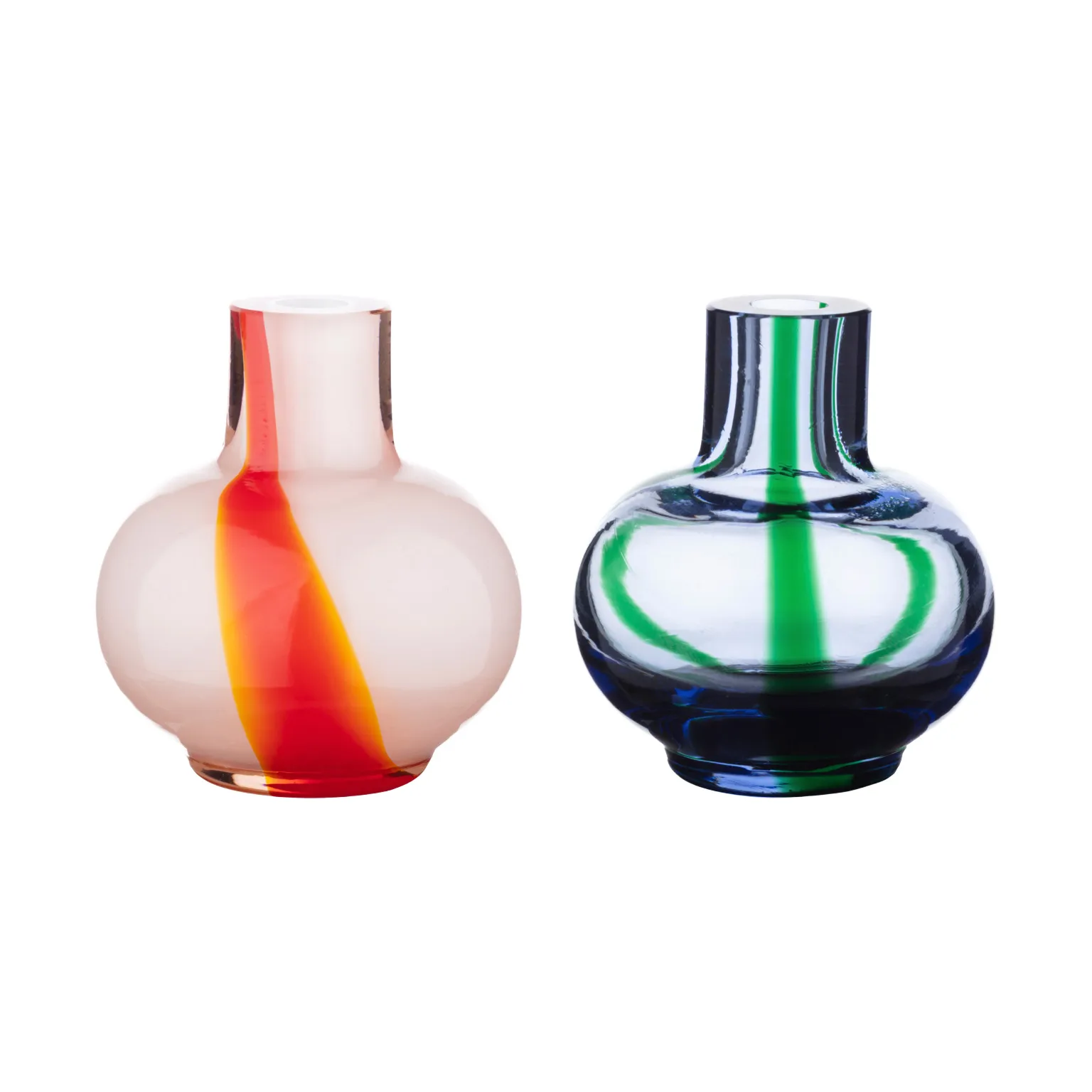Mini vase 2 deler, Light blue-dark green-red-white Marimekko