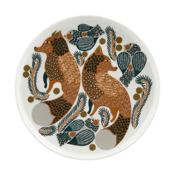 Oiva Ketunmarja tallerken Ø20 cm - White-brown-dark green - Marimekko