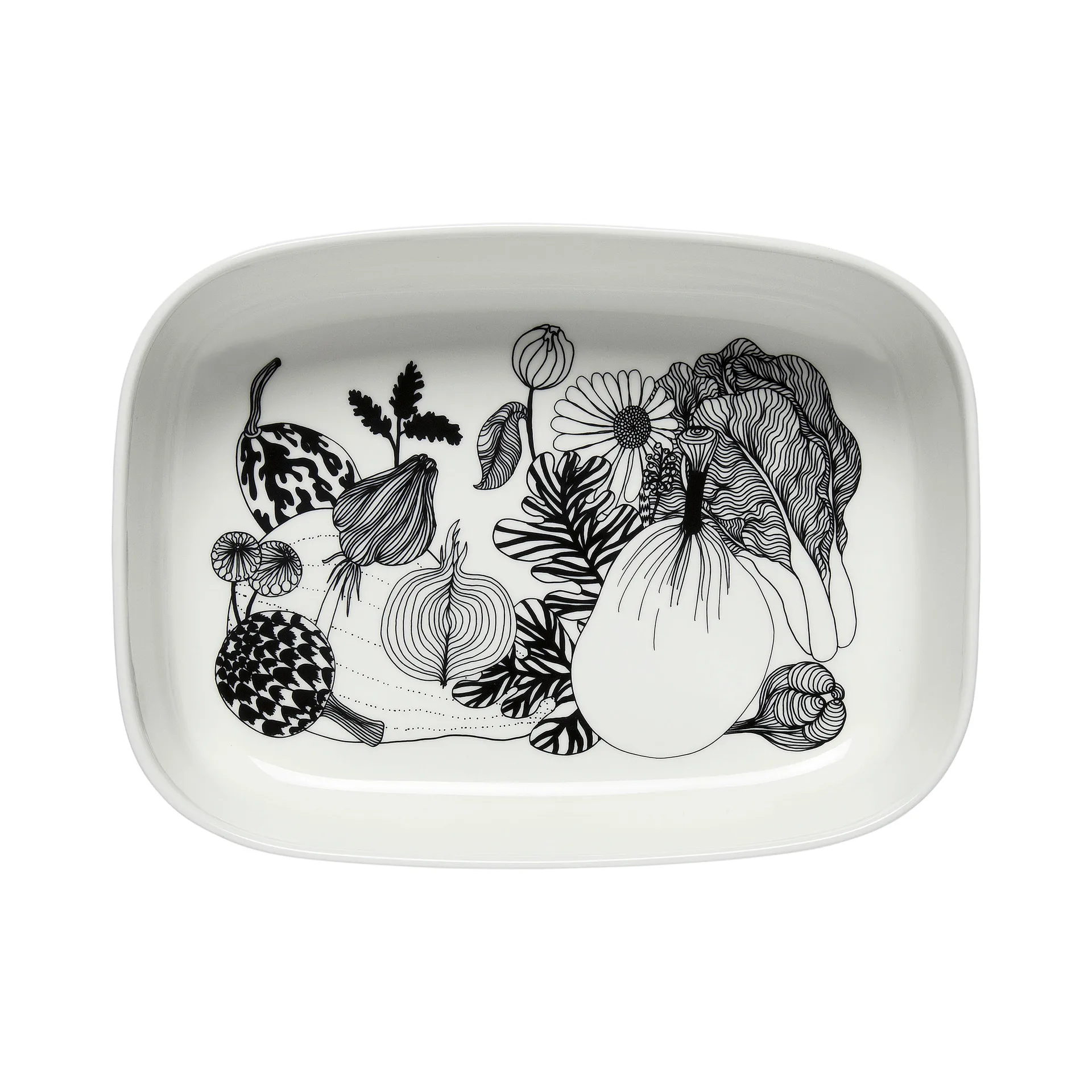 Oiva Siirtolapuutarha serveringsskål, Hvit-svart Marimekko