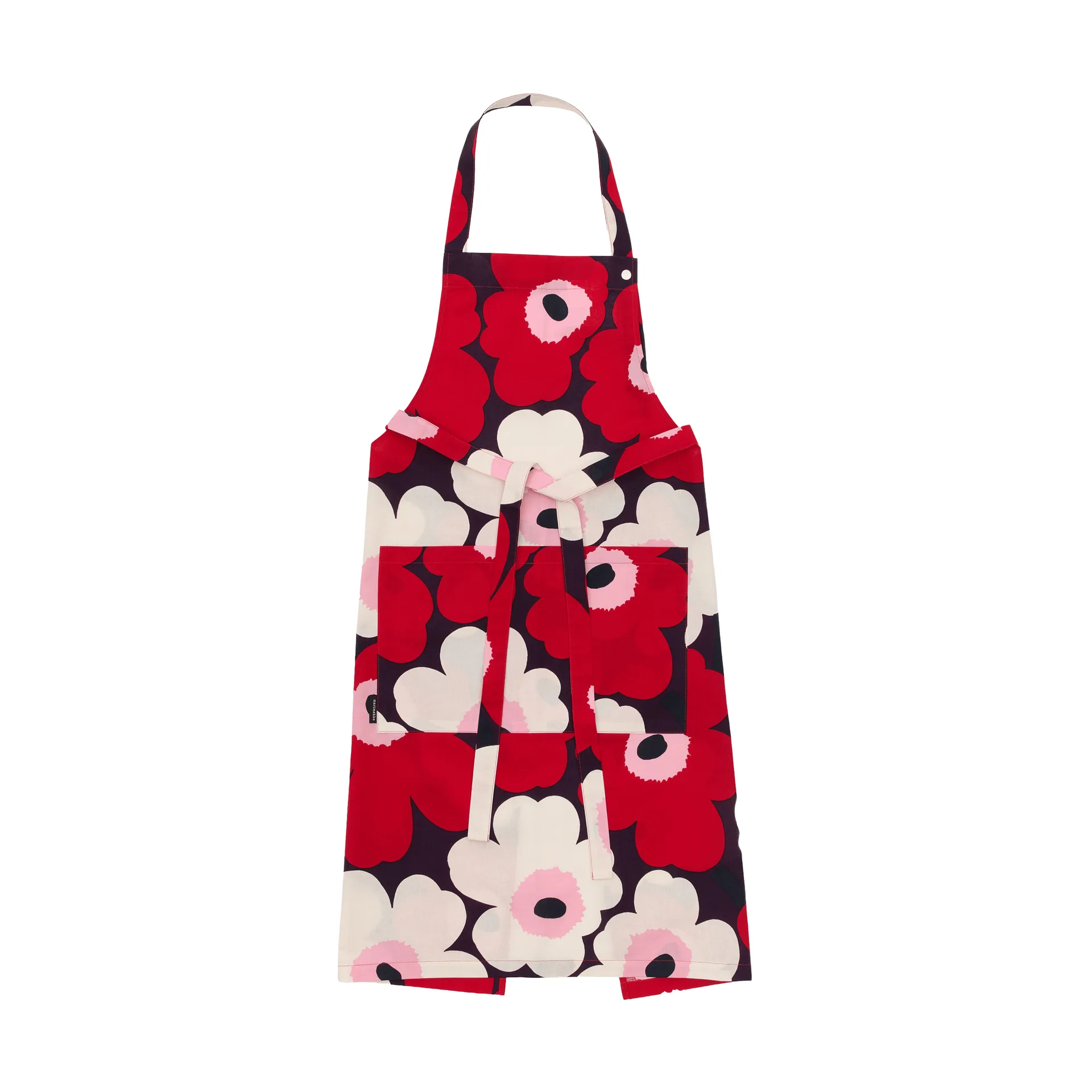 Pieni Unikko forkle, Plum-cranberry-off white-rose Marimekko