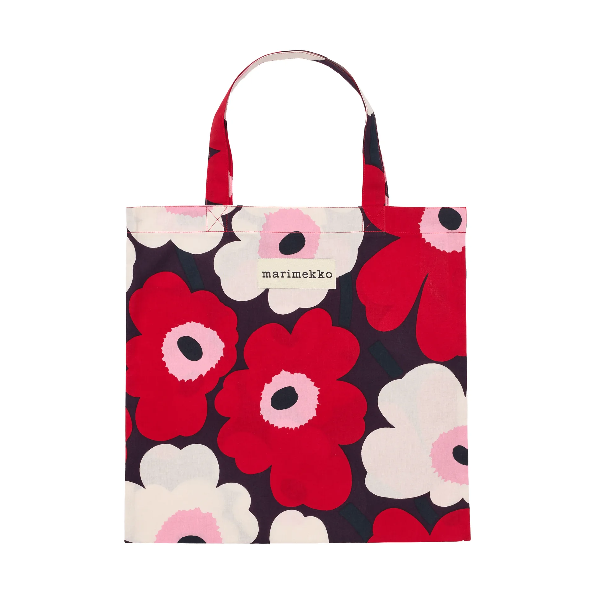 Pieni Unikko veske 44x43 cm, Plum-cranberry-off white-rose Marimekko