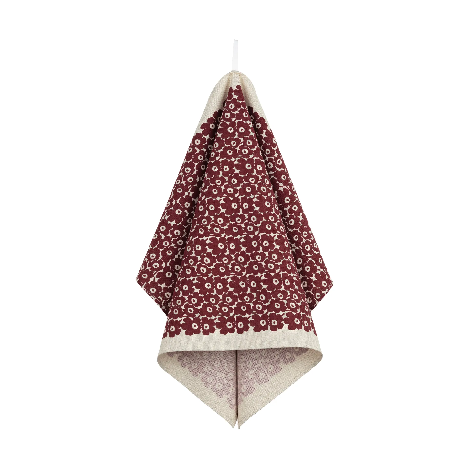 Pikkuinen Unikko kjøkkensett 3 deler, Linen-burgundy Marimekko