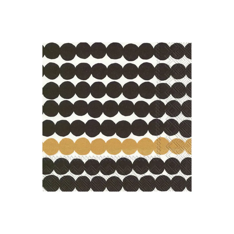 Räsymatto serviett 33x33 cm 20-pk, Svart-gull Marimekko