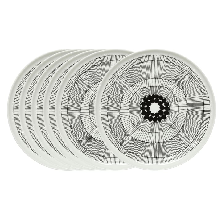 Siirtolapuutarha tallerken Ø 25 cm, 6-pk sort-hvit - undefined - Marimekko