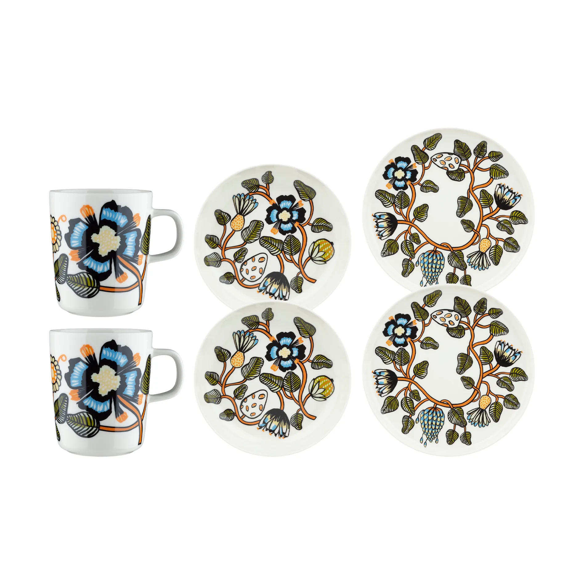 Tiara middagssett 6 deler, White-warm orange-green Marimekko
