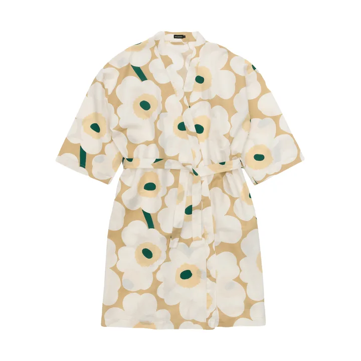 Unikko badekåpe S/M - Sand-off white-hay-emerald, L/XL - Marimekko
