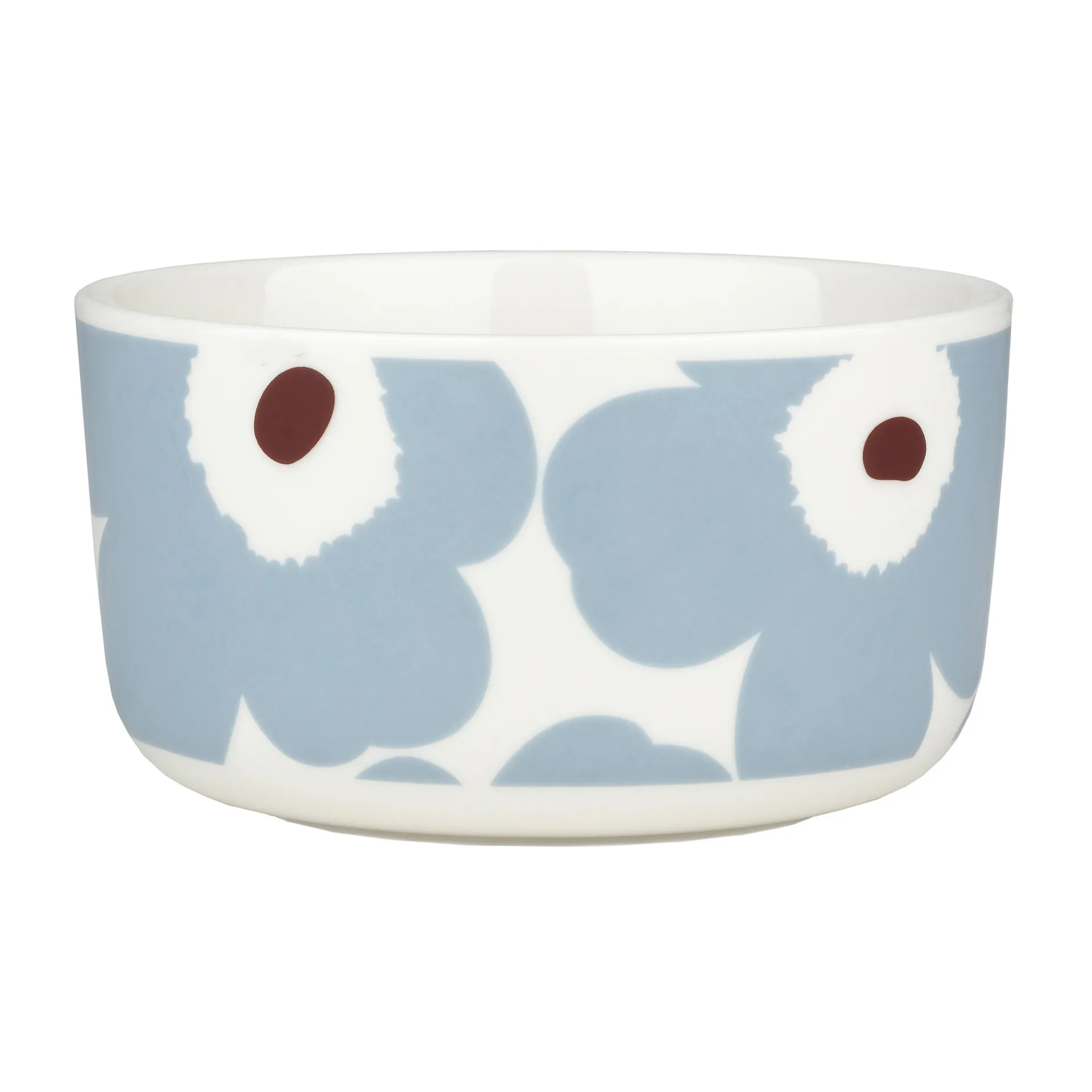 Unikko bolle 5 dl, Hvit-blågrå-vinrød Marimekko