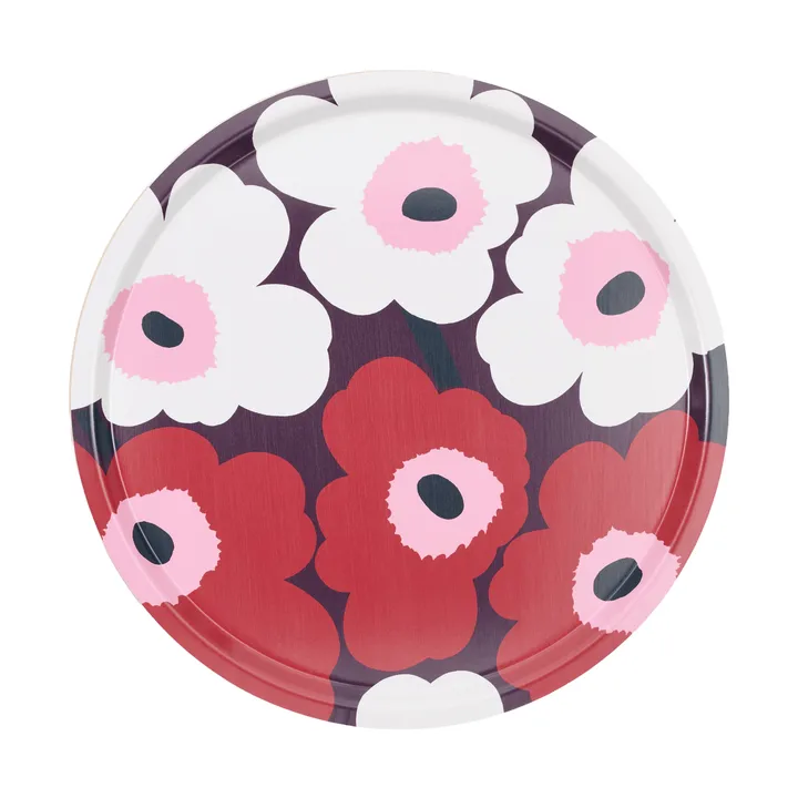 Unikko brett - Plum-cranberry-off white-rose, Ø46 cm - Marimekko