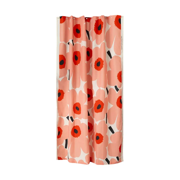 Unikko dusjforheng - Offwhite-coral-red-charcoal - Marimekko