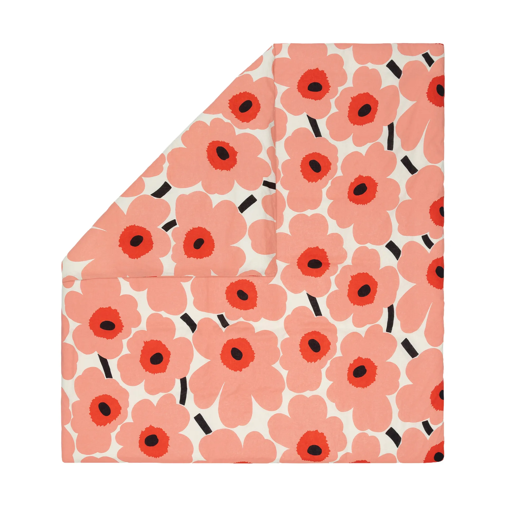 Unikko dynetrekk 220x240 cm, Off white-coral-orange red-charcoal Marimekko