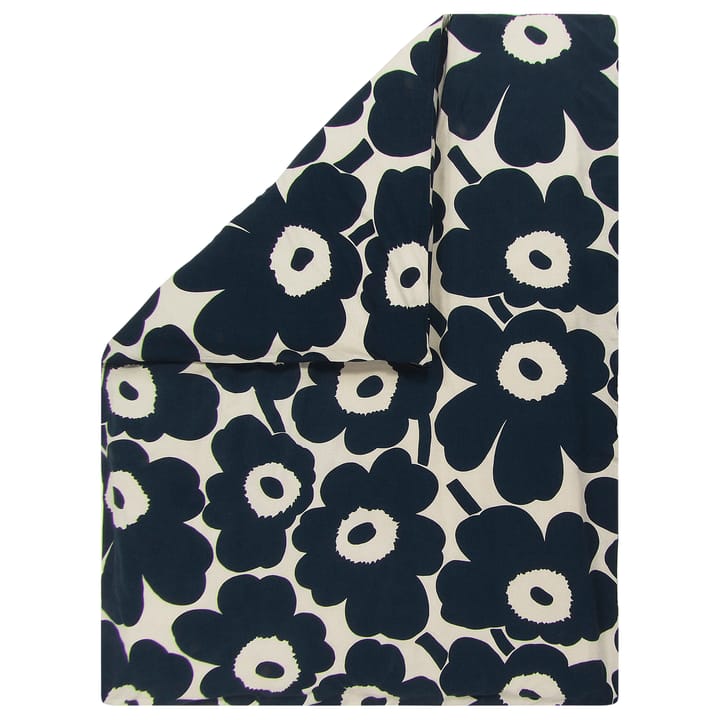 Unikko dynetrekk bomull-lin 150x210 cm - Naturhvit-mørkeblå - Marimekko