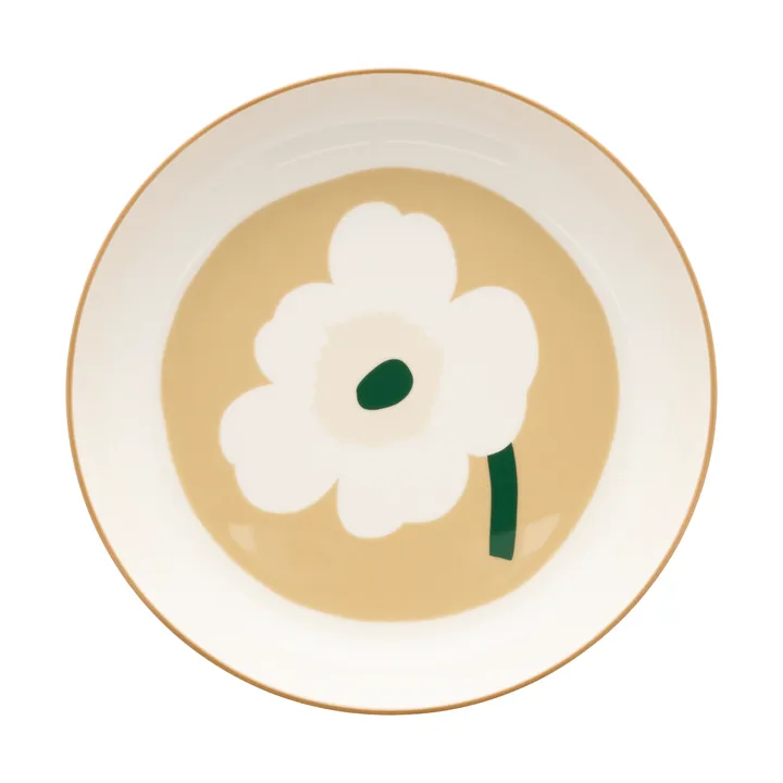 Unikko dyp tallerken Ø20,5 cm - White-beige-lys sand-mørk grønn - Marimekko