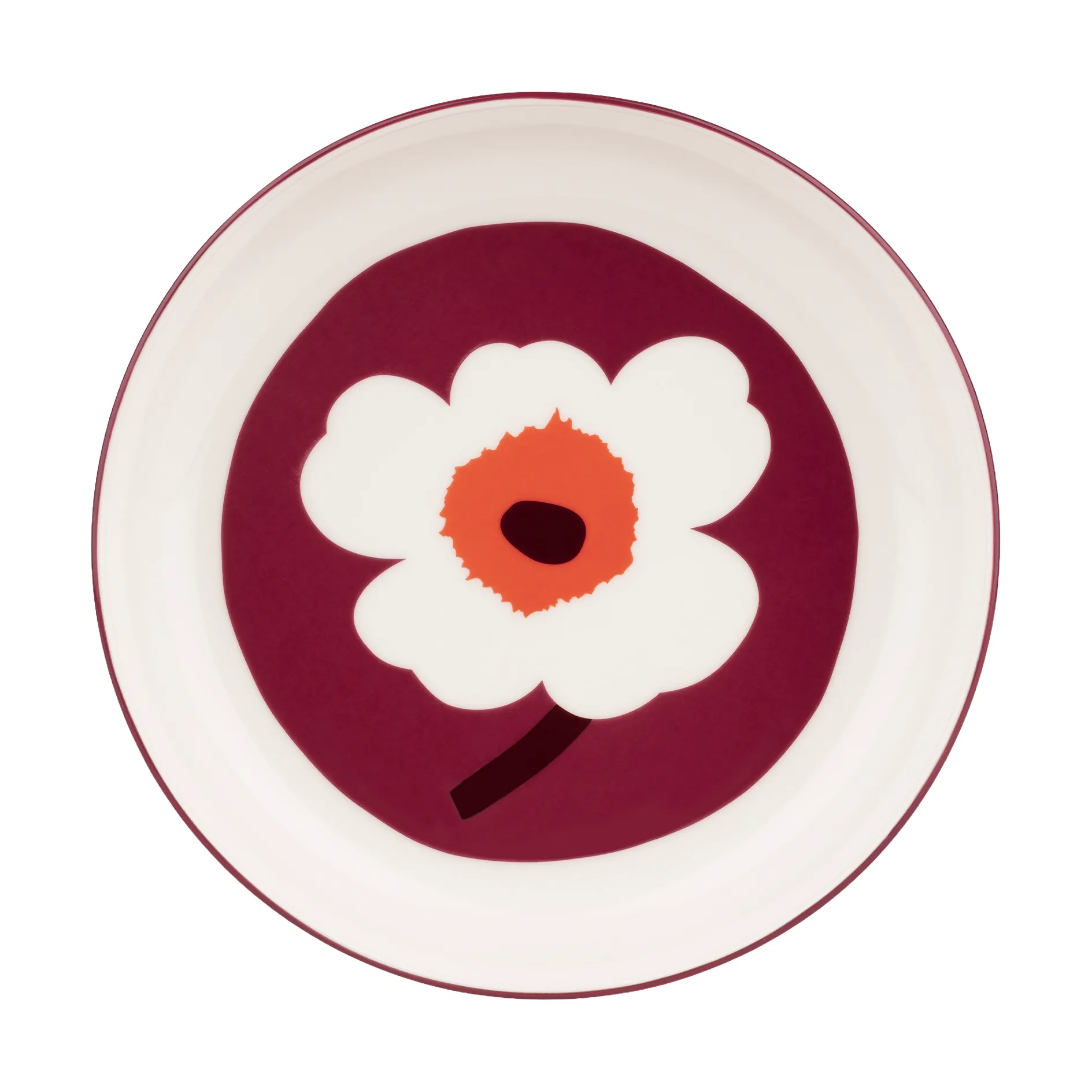 Unikko dyp tallerken Ø20,5 cm, White-burgundy-red Marimekko