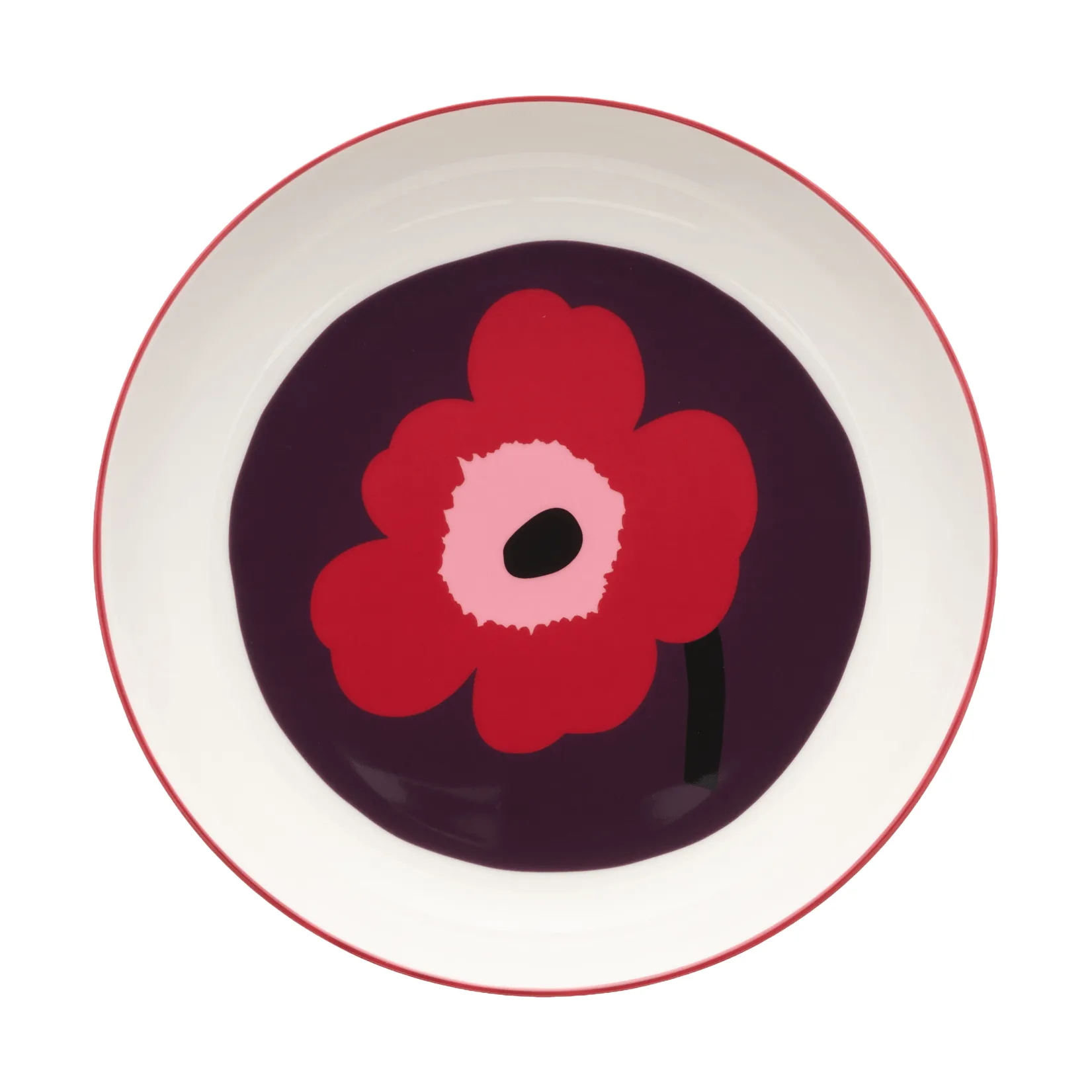 Unikko dyp tallerken Ø20,5 cm, White-plum-cranberry-pink Marimekko