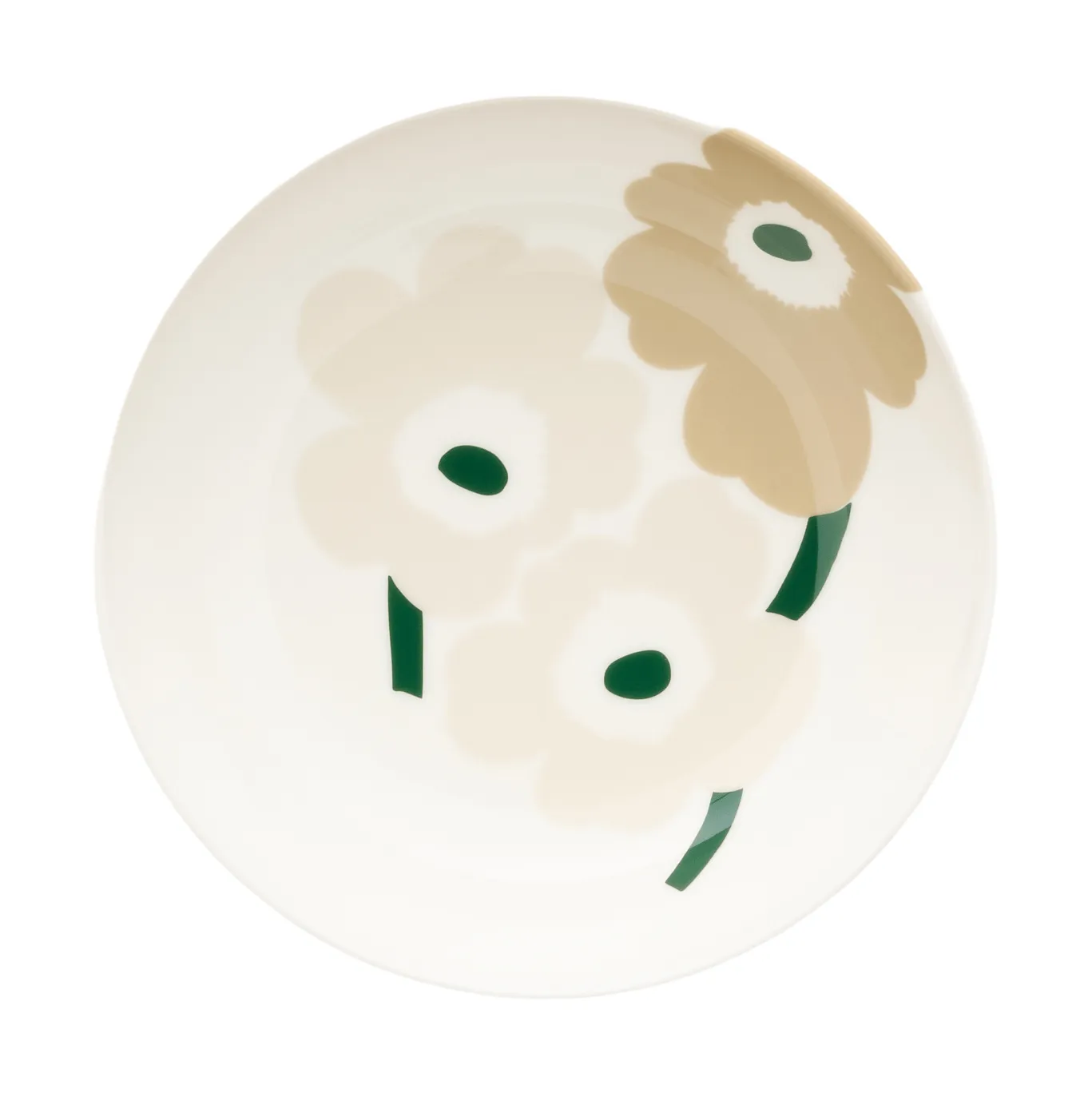 Unikko dyp tallerken, Beige-white-light sand-dark green Marimekko