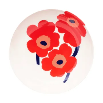 Unikko dyp tallerken - White-red-blue - Marimekko