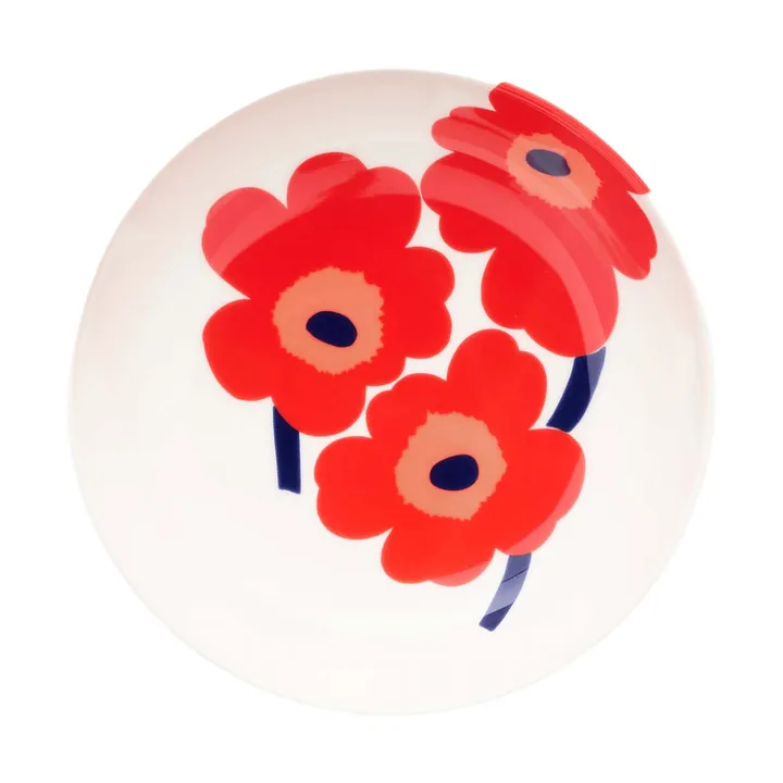 Unikko dyp tallerken - White-red-blue - Marimekko