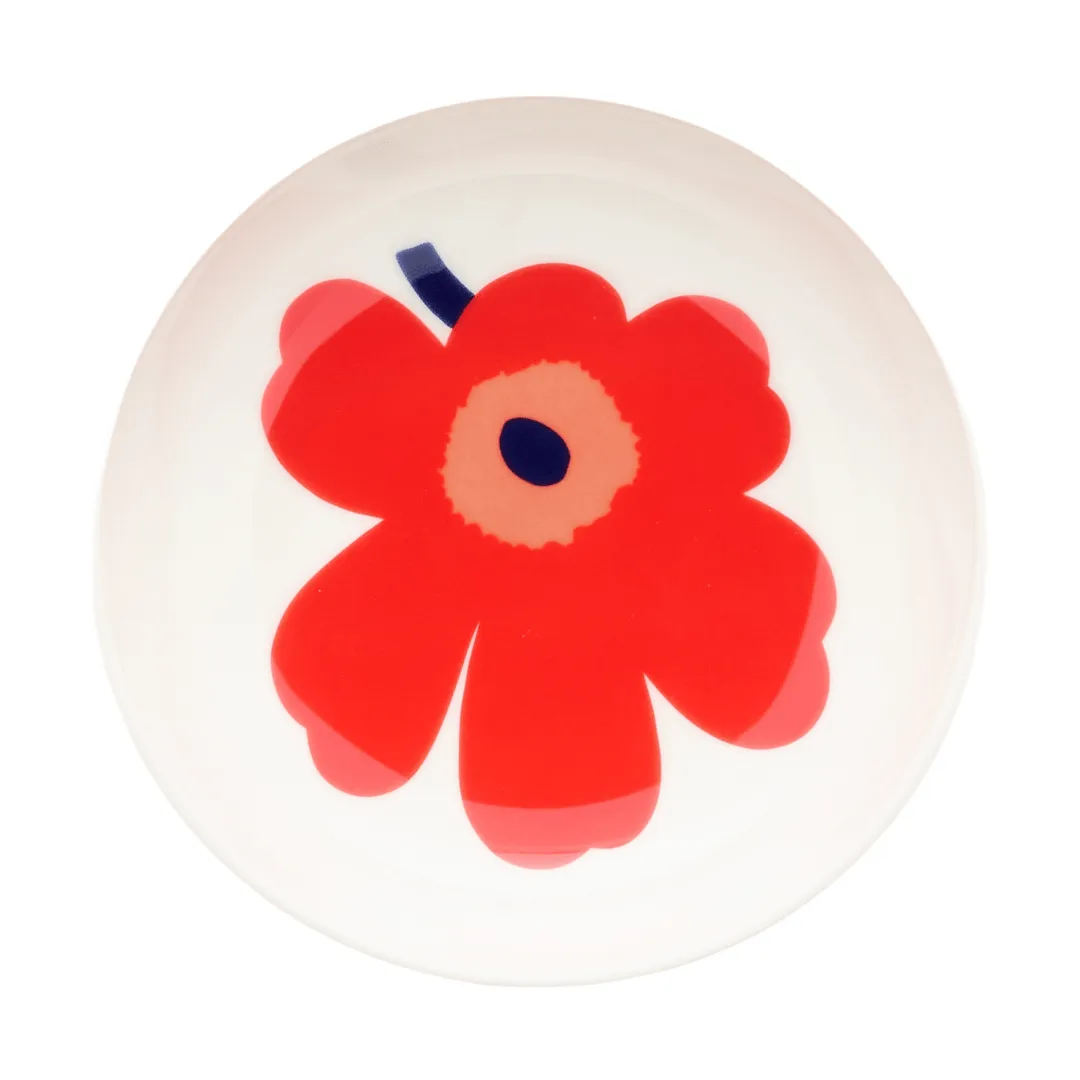 Unikko dyp tallerken, White-red-blue Marimekko