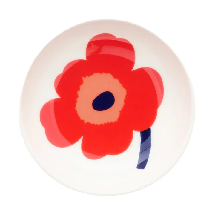 Unikko dyp tallerken - White-red-blue - Marimekko