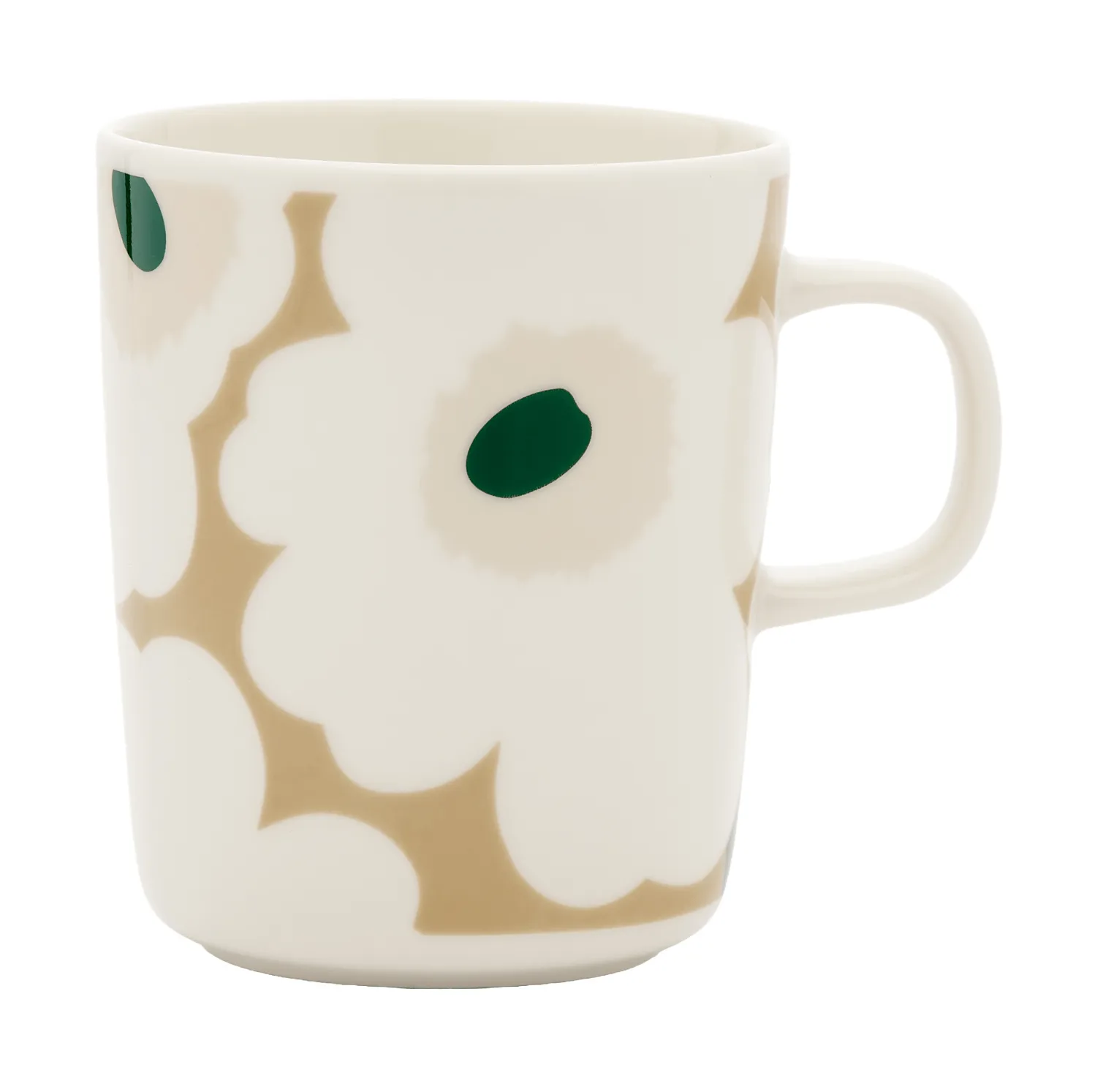 Unikko kopp 25 cl, White-beige-lys sand-mørk grønn Marimekko