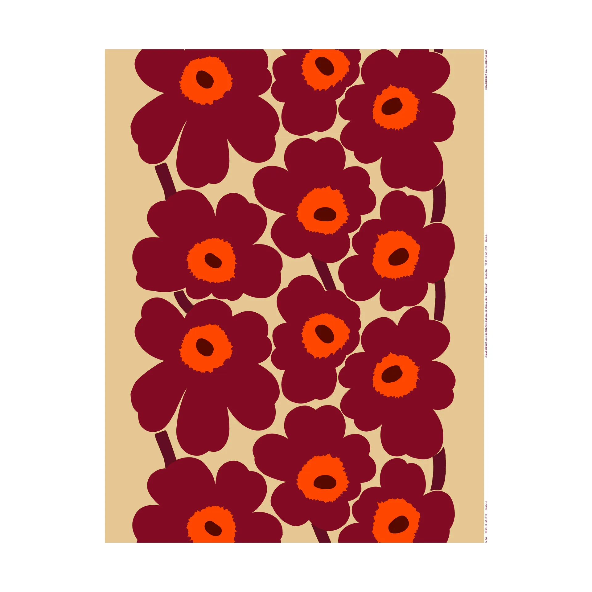 Unikko linstoff, Vanilla-wine red-red Marimekko