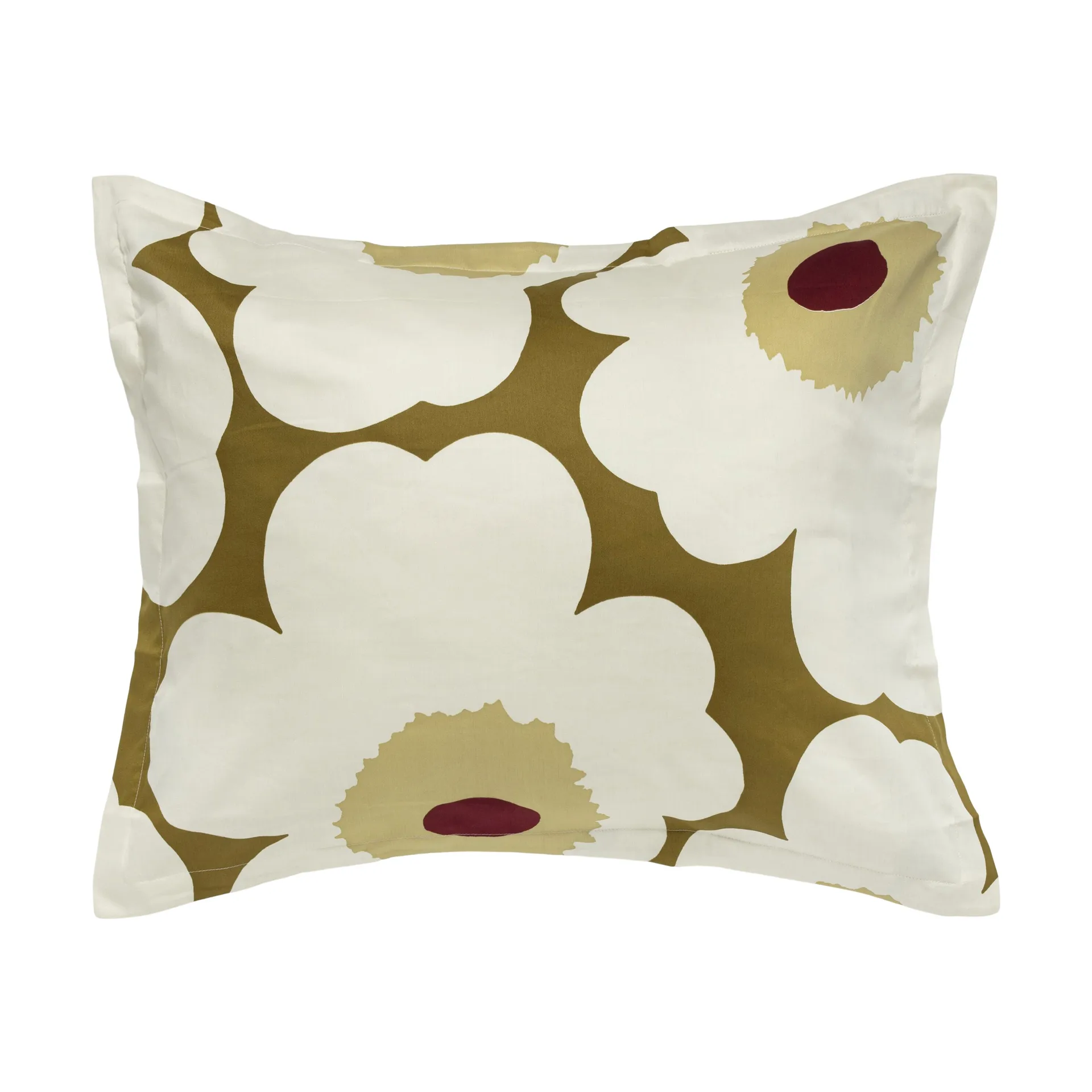 Unikko putetrekk sateng 50x60 cm, Green umber-cream Marimekko
