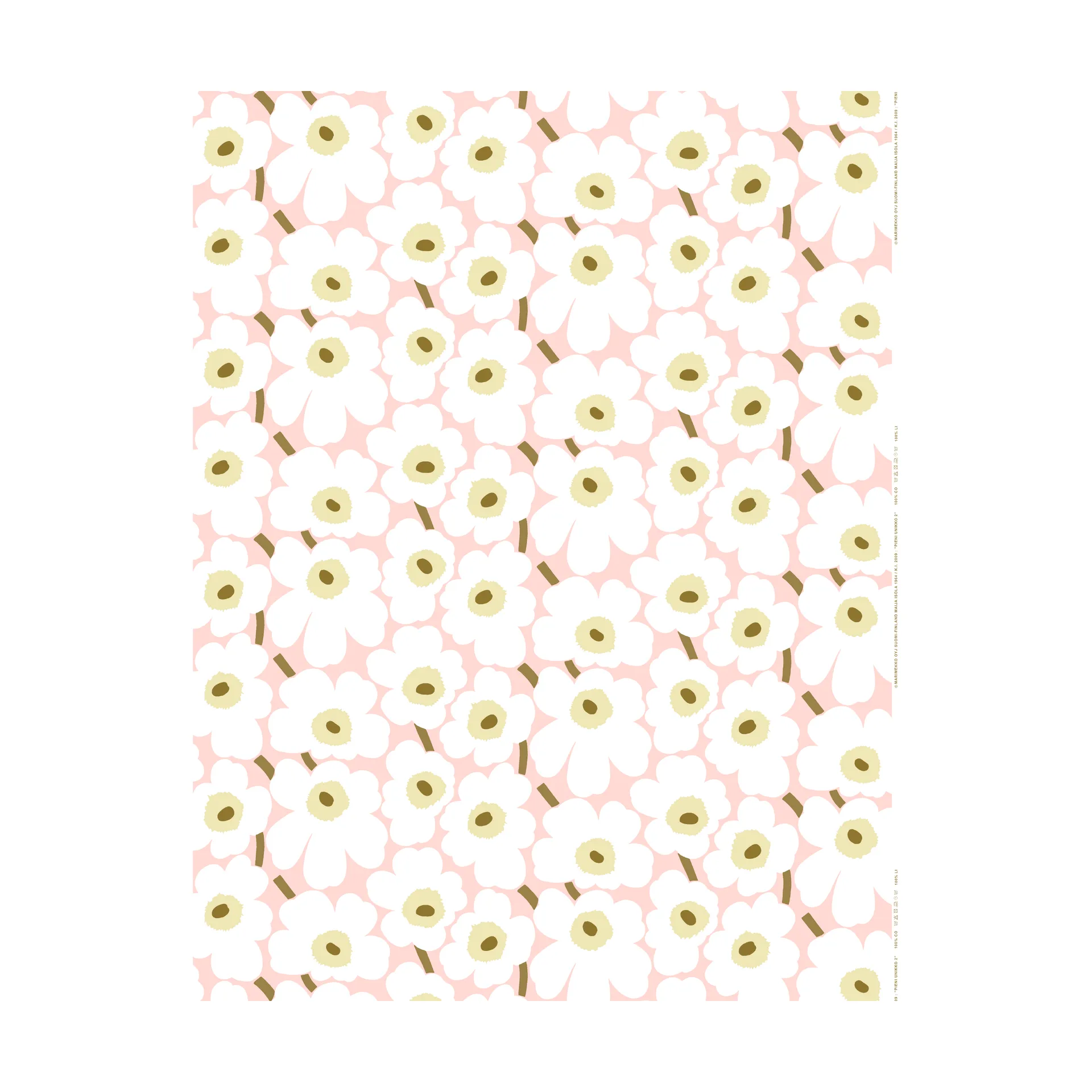 Unikko stoff, Pink-natural white-sand Marimekko