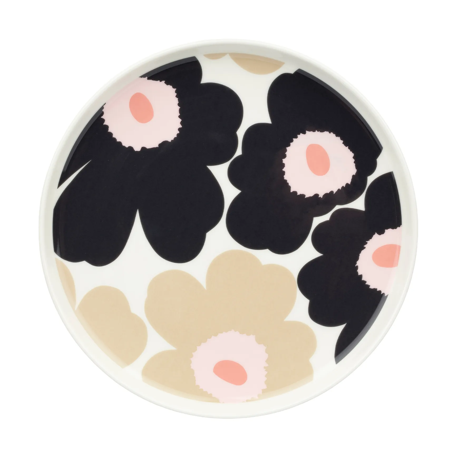 Unikko tallerken Ø 20 cm, Off white-charcoal-sand-pink Marimekko