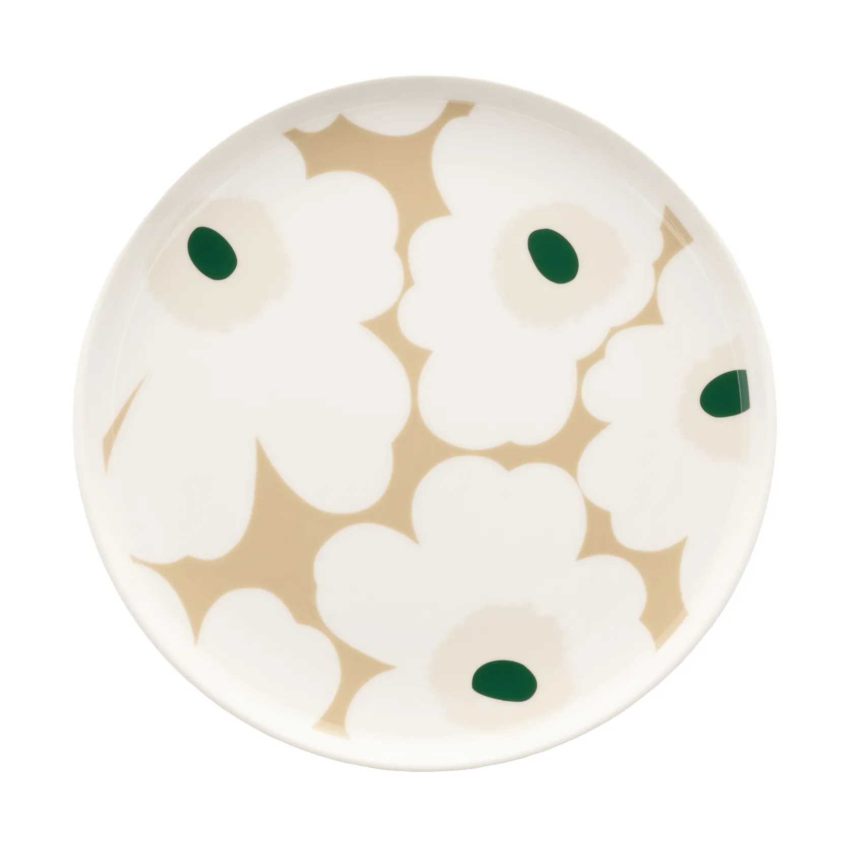 Unikko tallerken Ø 20 cm, White-beige-lys sand-mørk grønn Marimekko