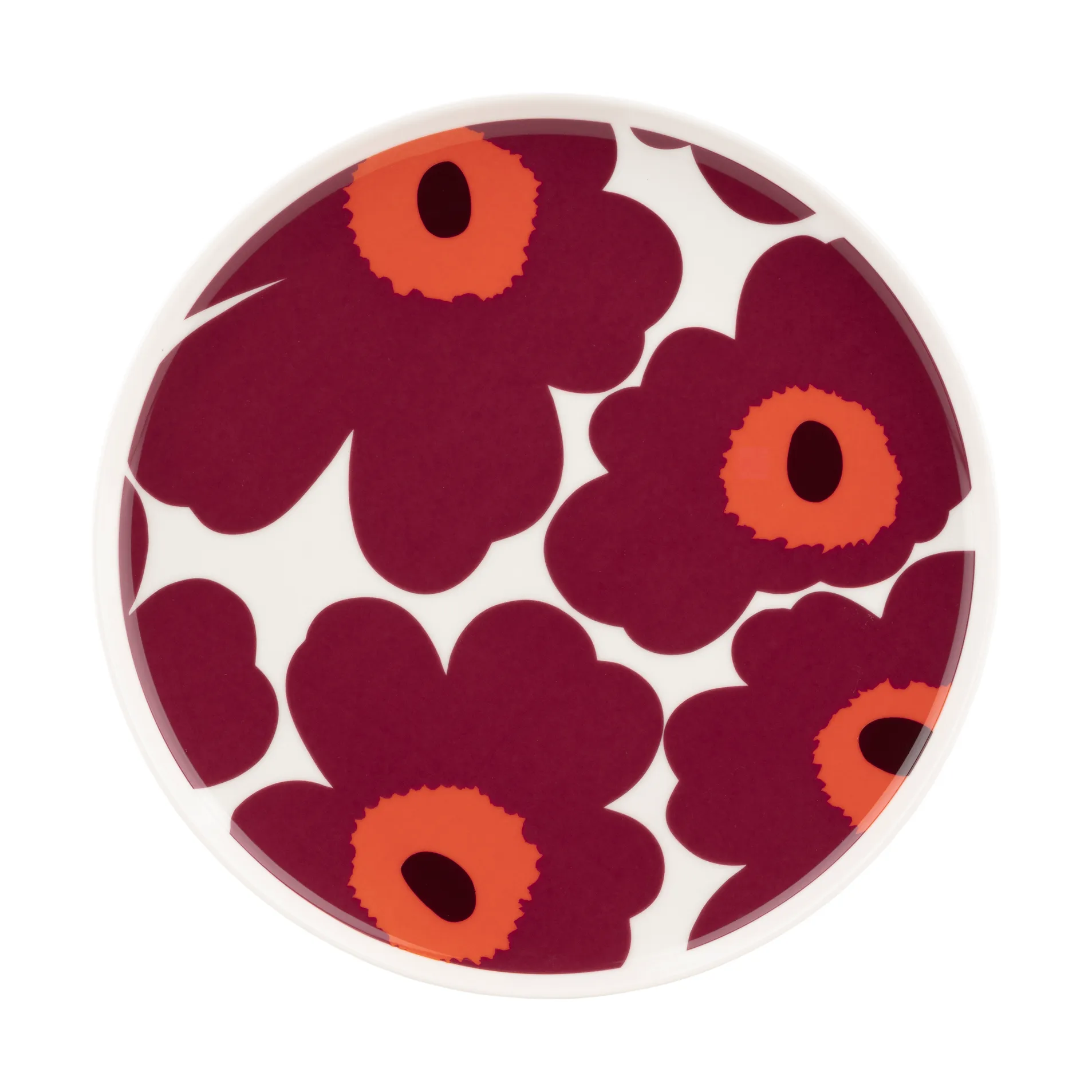 Unikko tallerken Ø 20 cm, White-burgundy-red Marimekko