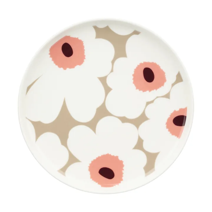 Unikko tallerken Ø 20 cm - White-clay-powder-dark wine - Marimekko